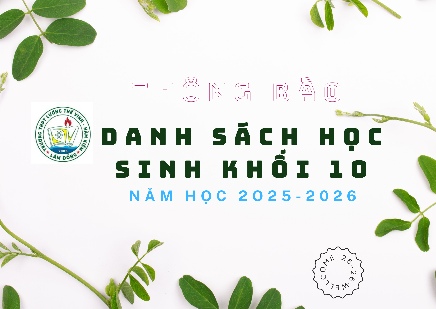 Danh sách học sinh khối 10 năm học 2025-2026
