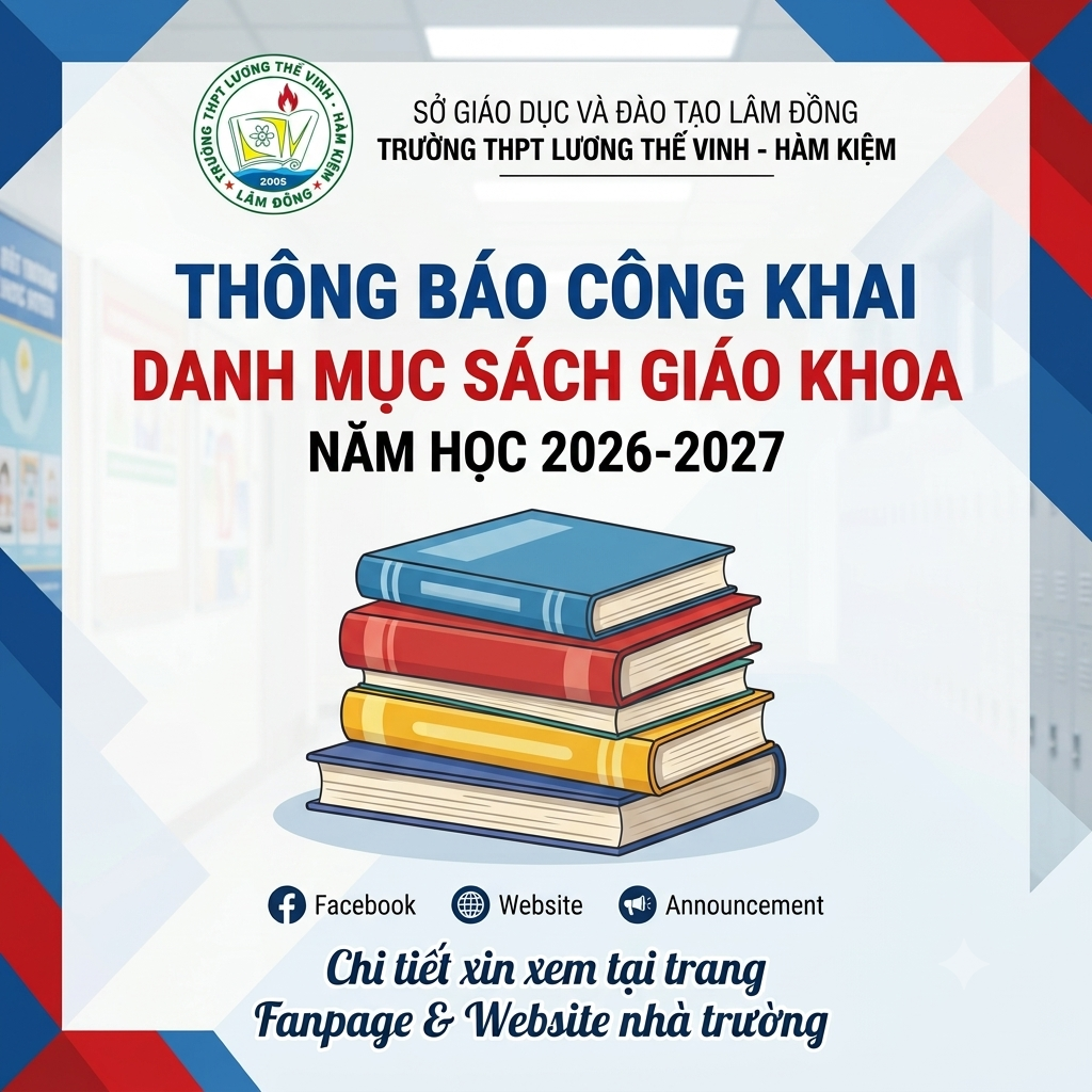 THÔNG BÁO CÔNG KHAI DANH MỤC SÁCH GIÁO KHOA SỬ DỤNG TỪ NĂM HỌC 2026-2027